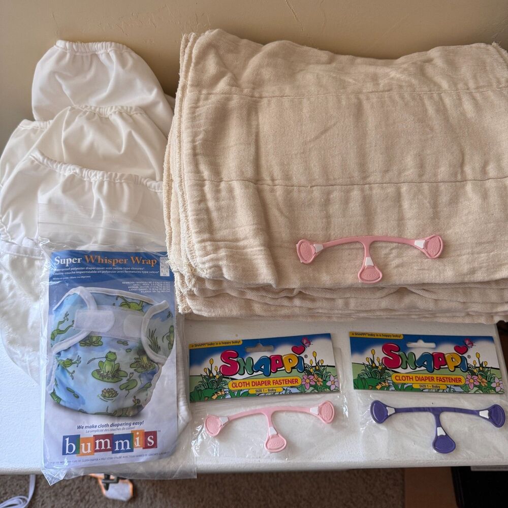 Huge Lot of 20  Cloth Diapers with 5 wrap 3 Fastner CLEAN!